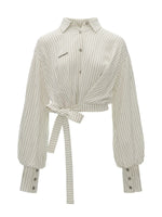 Striped Tie Waist Blouse
