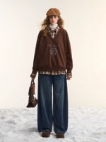 Printed Plaid Collar Sweatshirt