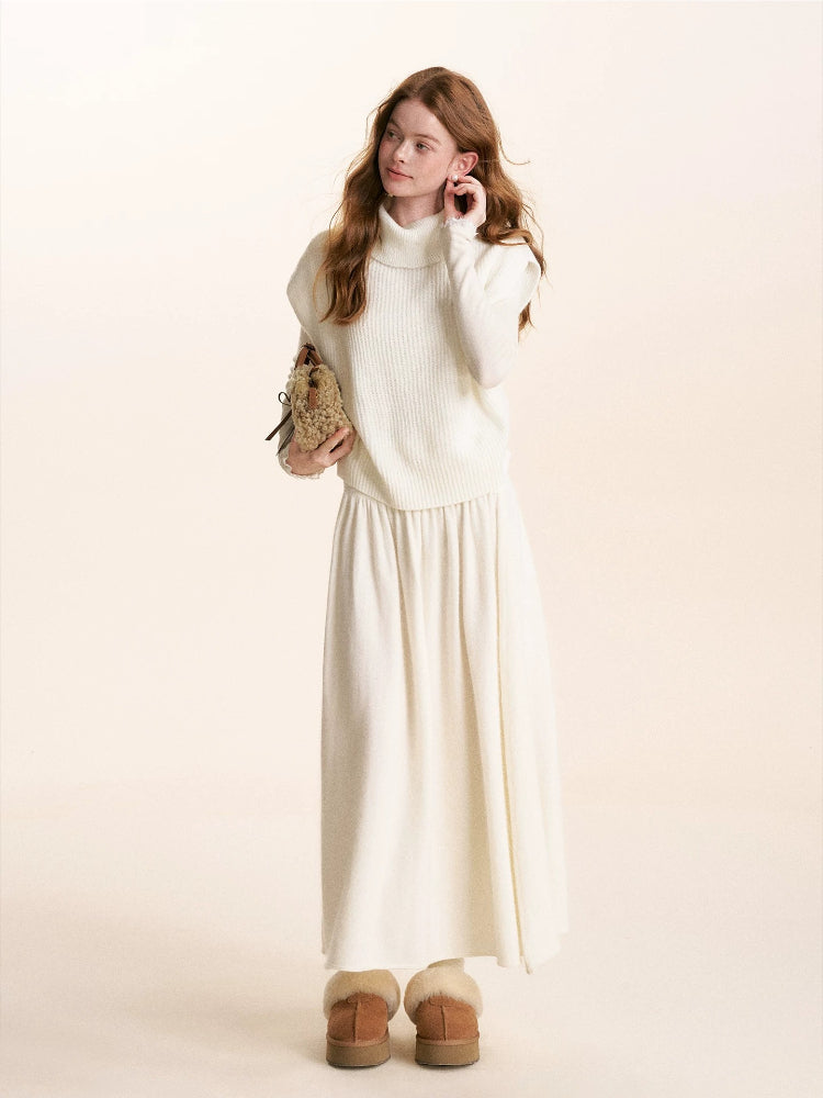 Cream &amp; Gray Wool Knit Vest