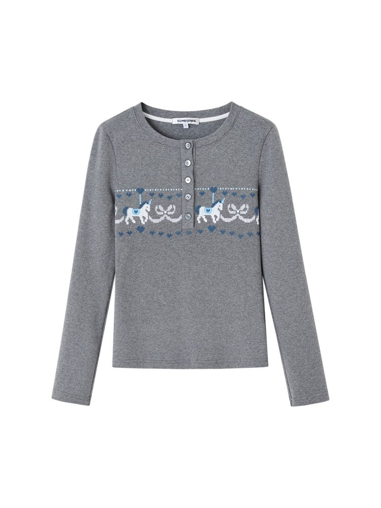 Carousel Print Plush Top
