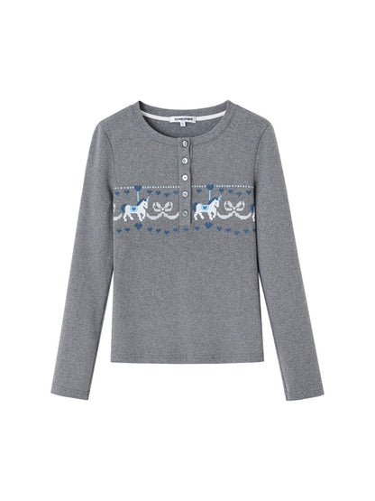 Carousel Print Plush Top