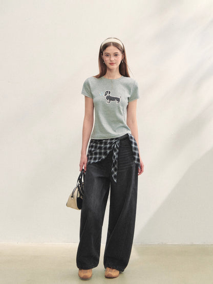 Print Dog Embroidered Tee