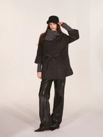 Asymmetric Collar Belted Wool Coat