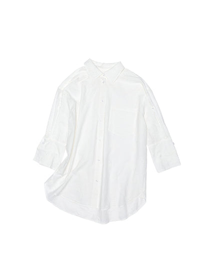 Medium-Sleeve Jacquard Shirt &amp; Shorts Set