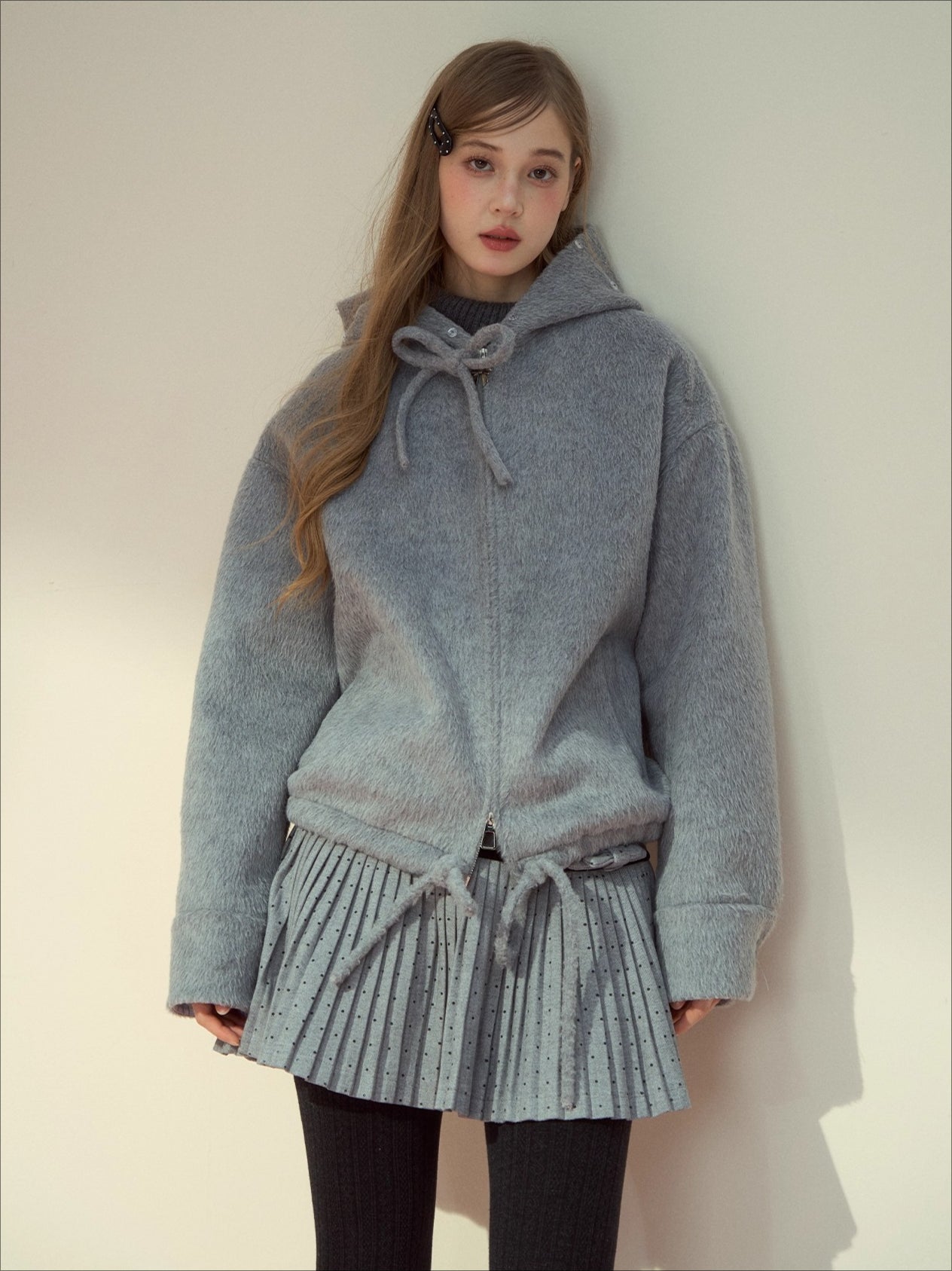 Wool Blend Faux Fur Collar Coat