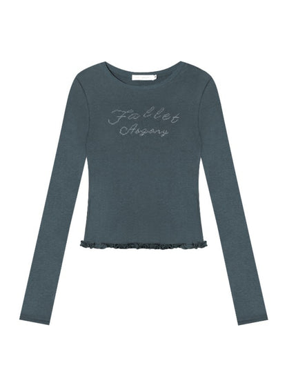 Embroidered Ruffle Trim Knit Top