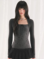 Gray Star Stripe Top
