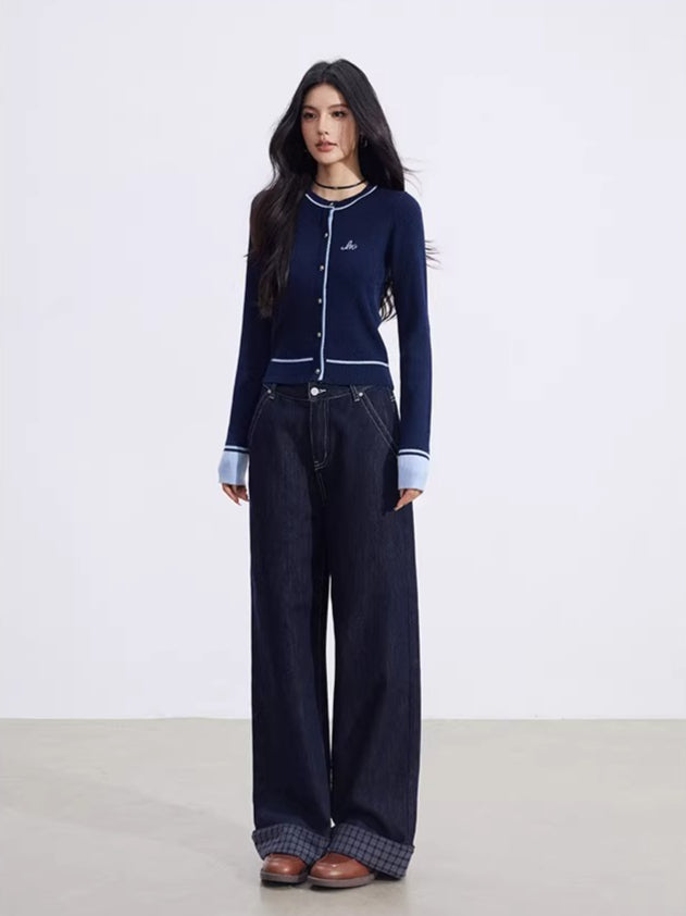 Contrast Knit Cardigan