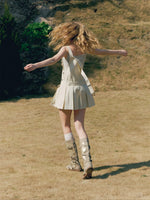 Badge Pleated Suspender Dress