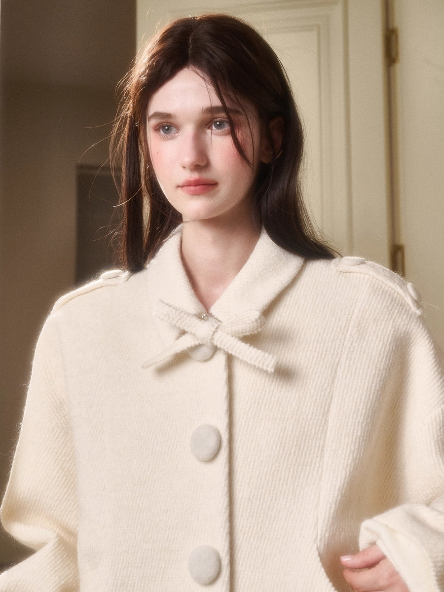 Fluffy Snow Wool Twill Cut Jacket