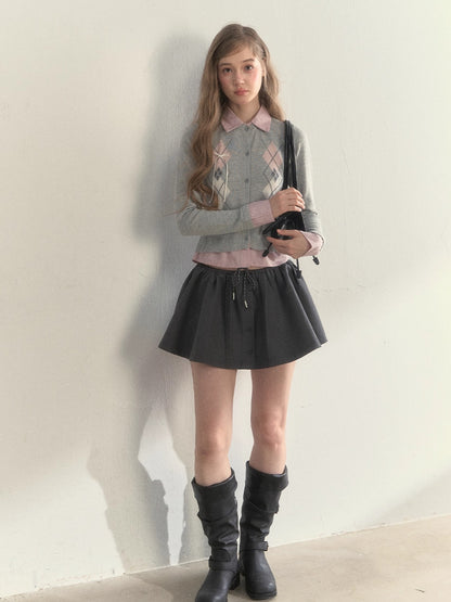 Faux Two-Piece Patchwork Shirt Collar Sweater