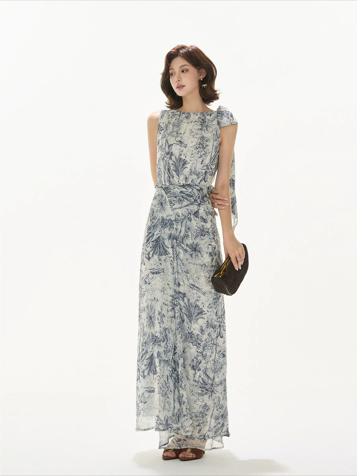 Forest Print Chiffon Dress