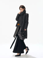 Detachable Scarf Double Breasted Wool Coat