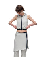 Color-block Hooded Zipper Vest & Pant Set