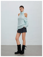 Cold Shoulder Turtleneck Knit