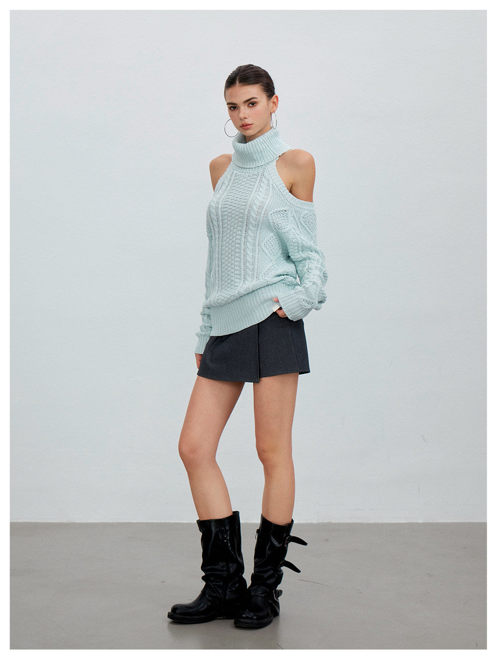 Cold Shoulder Turtleneck Knit