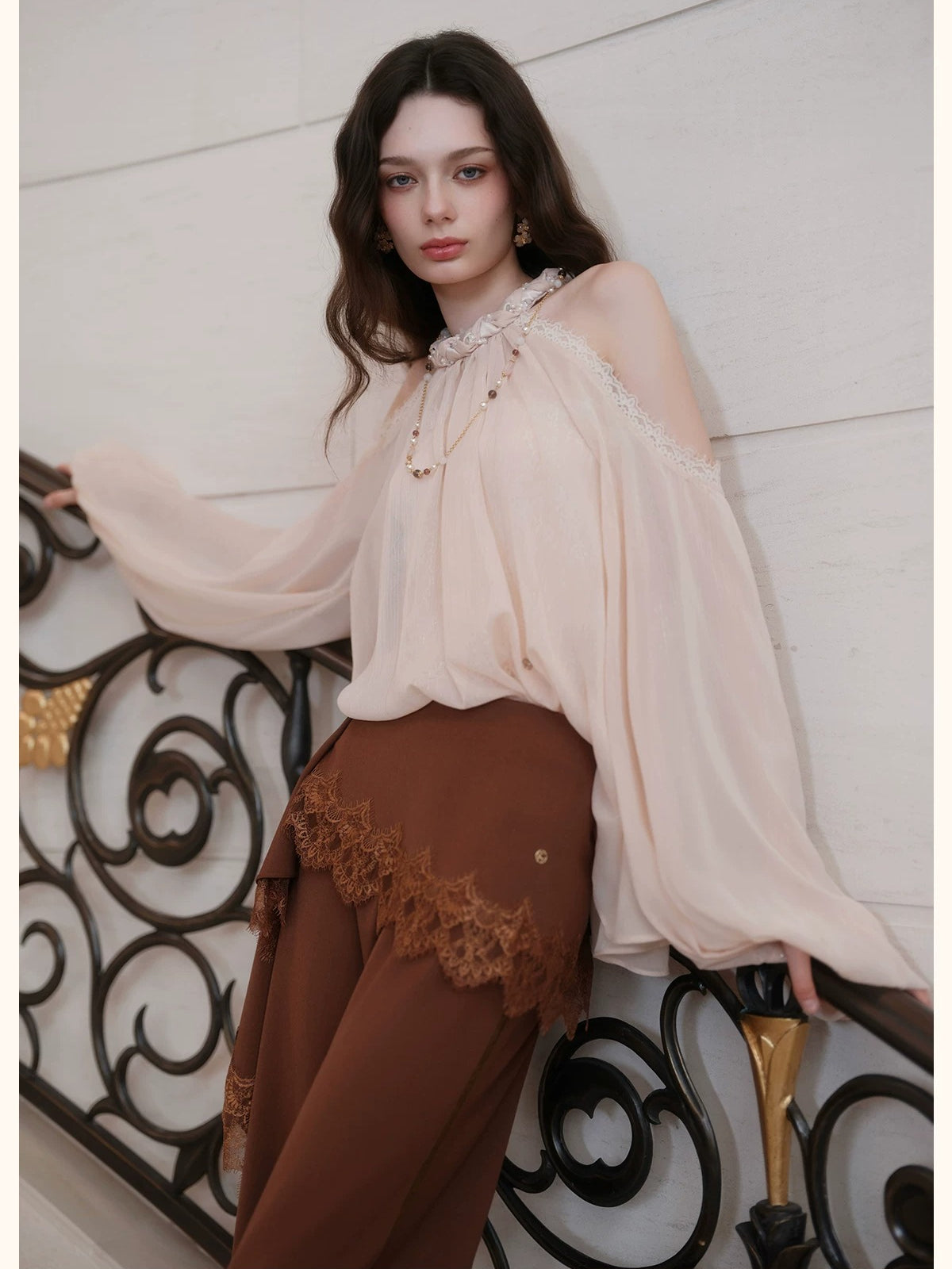 Lace Wide Leg Suit Pants