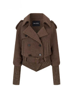 Wool-Blend Knit-Panel Jacket