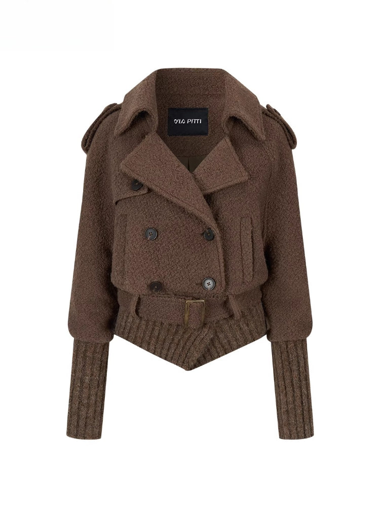 Wool-Blend Knit-Panel Jacket