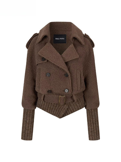 Wool-Blend Knit-Panel Jacket