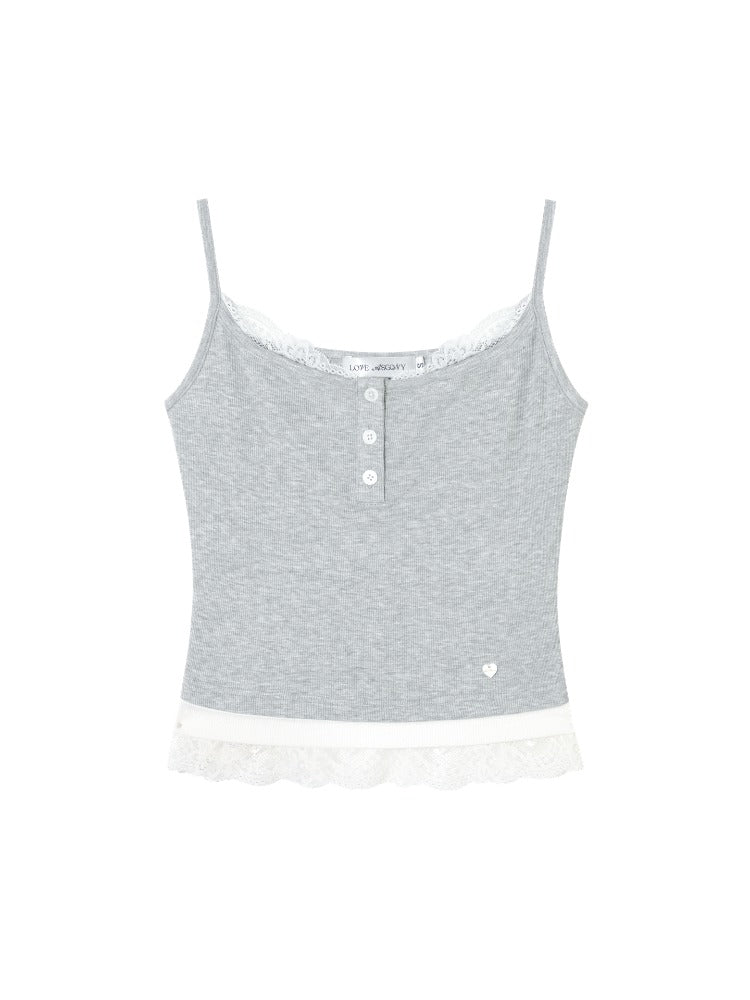 Lace Trim Layered Crop Tank
