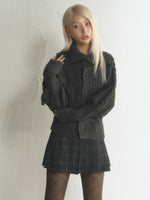 Vintage Oversized Collar Cable-Knit Cardigan