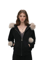 Fur Trim Knit Lounge Set