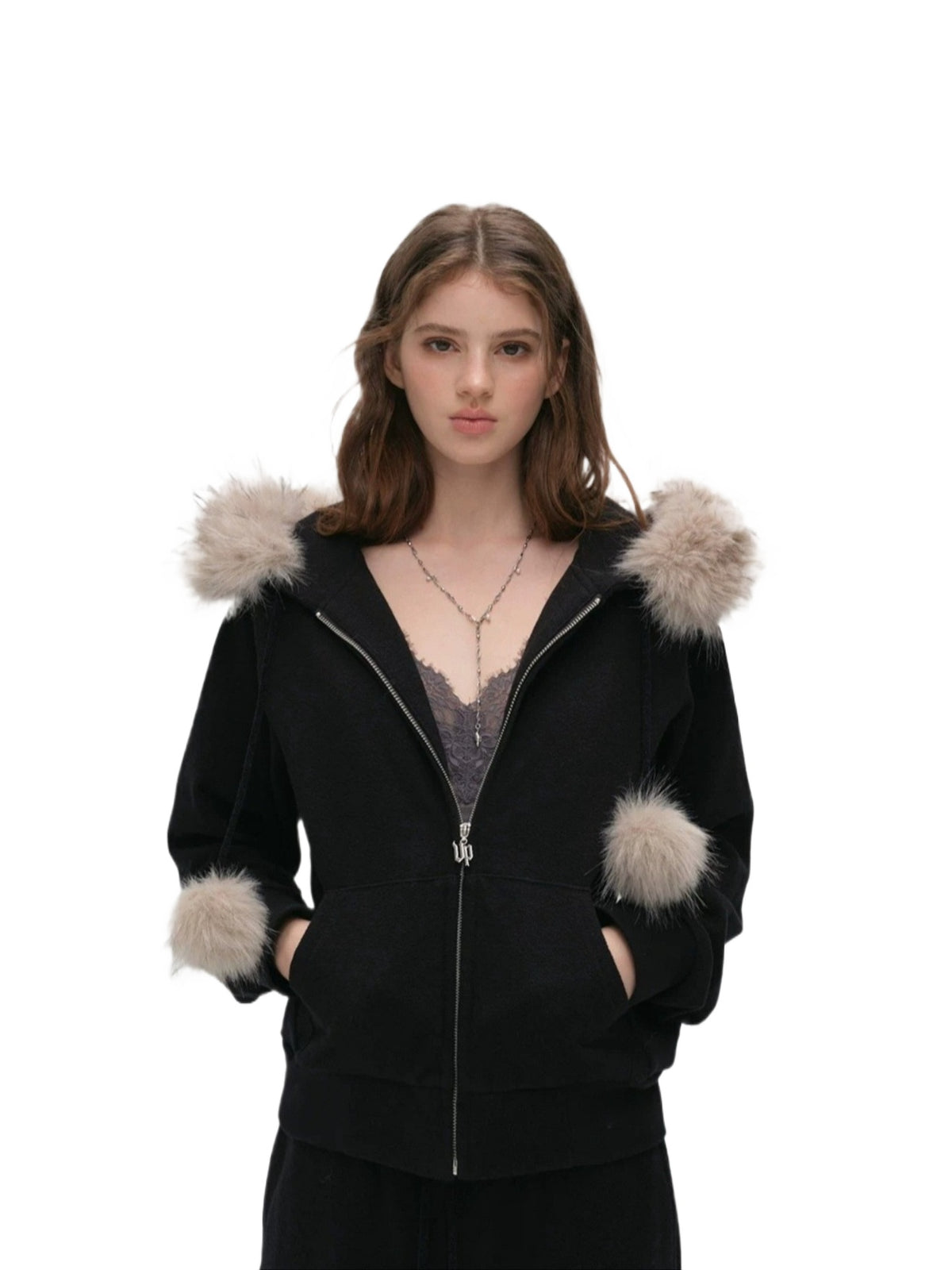 Fur Trim Knit Lounge Set