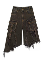Washed Distressed Denim Shorts