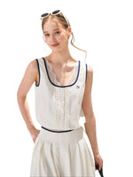 White Lace Trim Tank & Pants Set