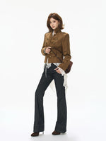 Suede Stand Collar Cropped Jacket