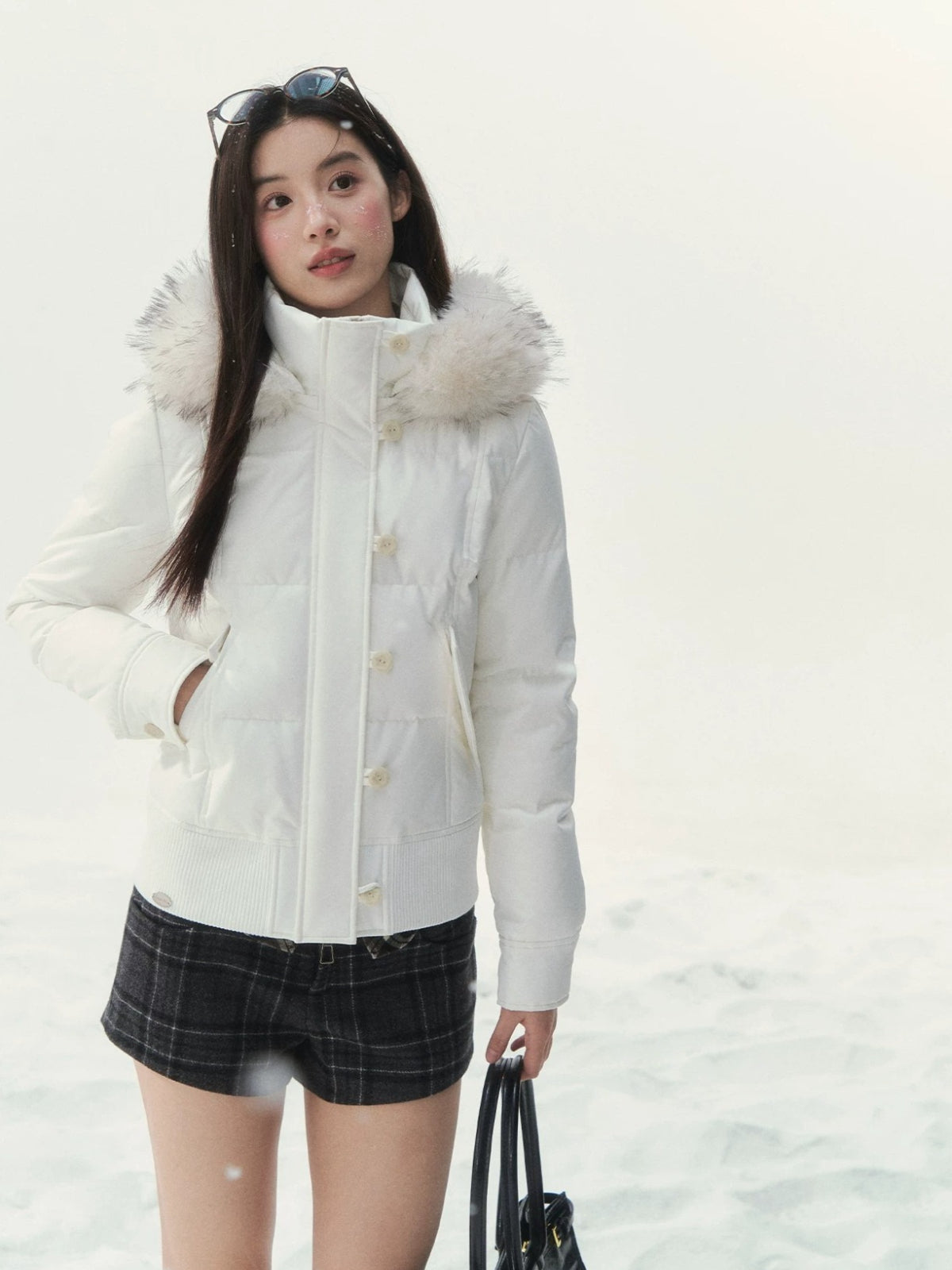 Vintage Fitted White Down Jacket