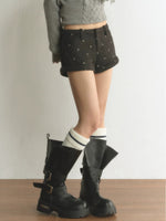 Polka Dot Cuffed A-Line Shorts