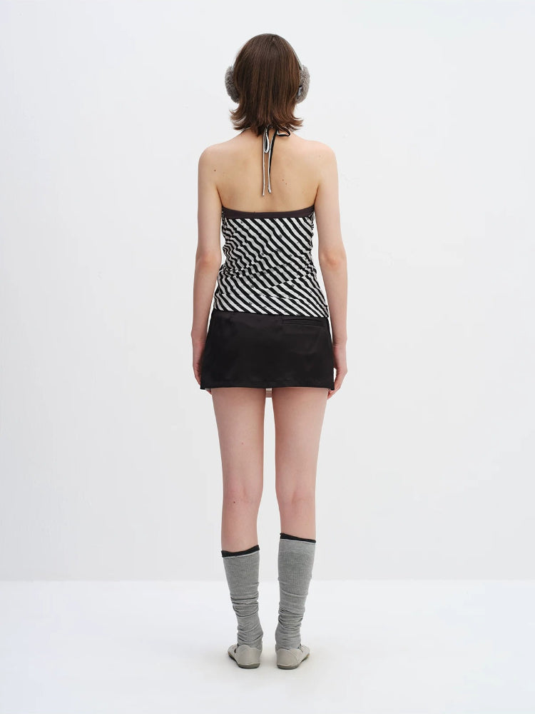Fake Two-Piece Star Stripe Halter Top