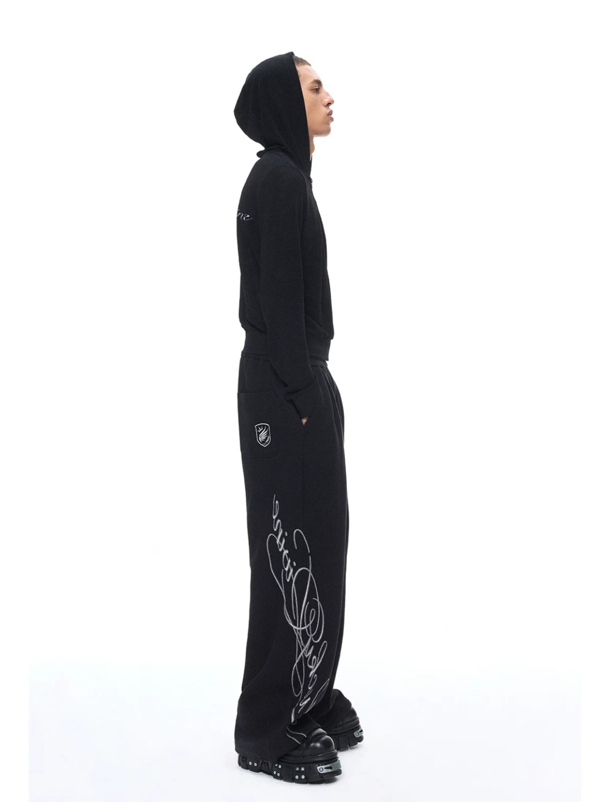 Embroidered Wide Leg Sweatpants