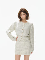 Wool Knit Cardigan & Skirt Set