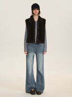 Faux Fur Knit Trim Vest