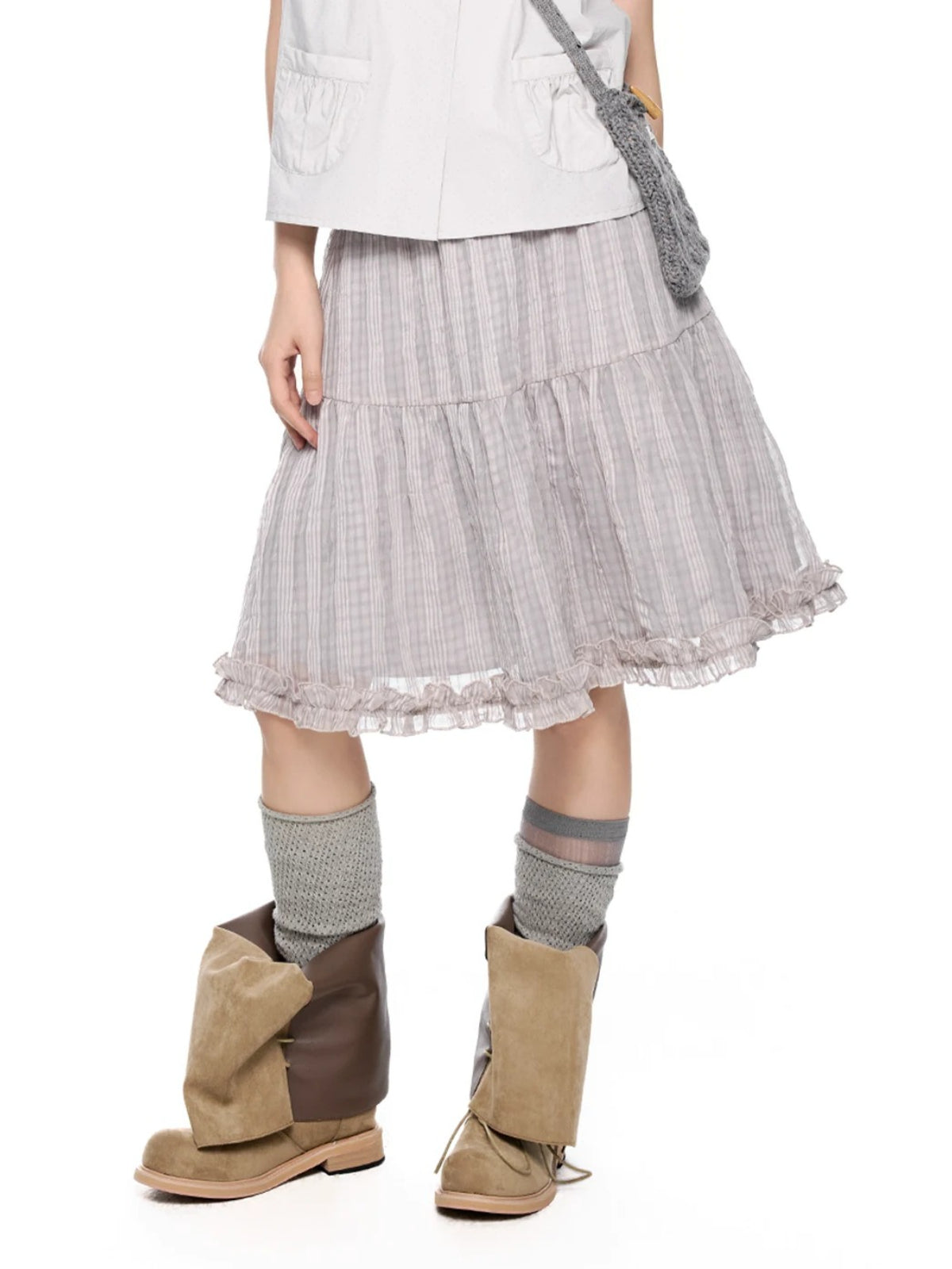 Plaid Bubble Chiffon Skirt
