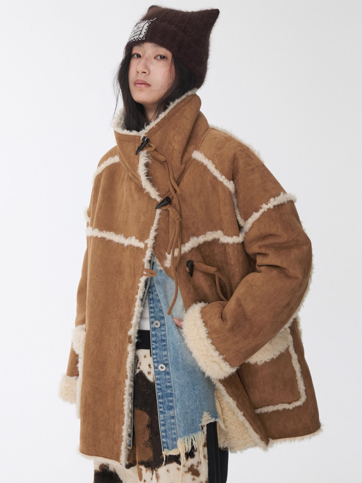 Reversible Shearling Toggle Jacket