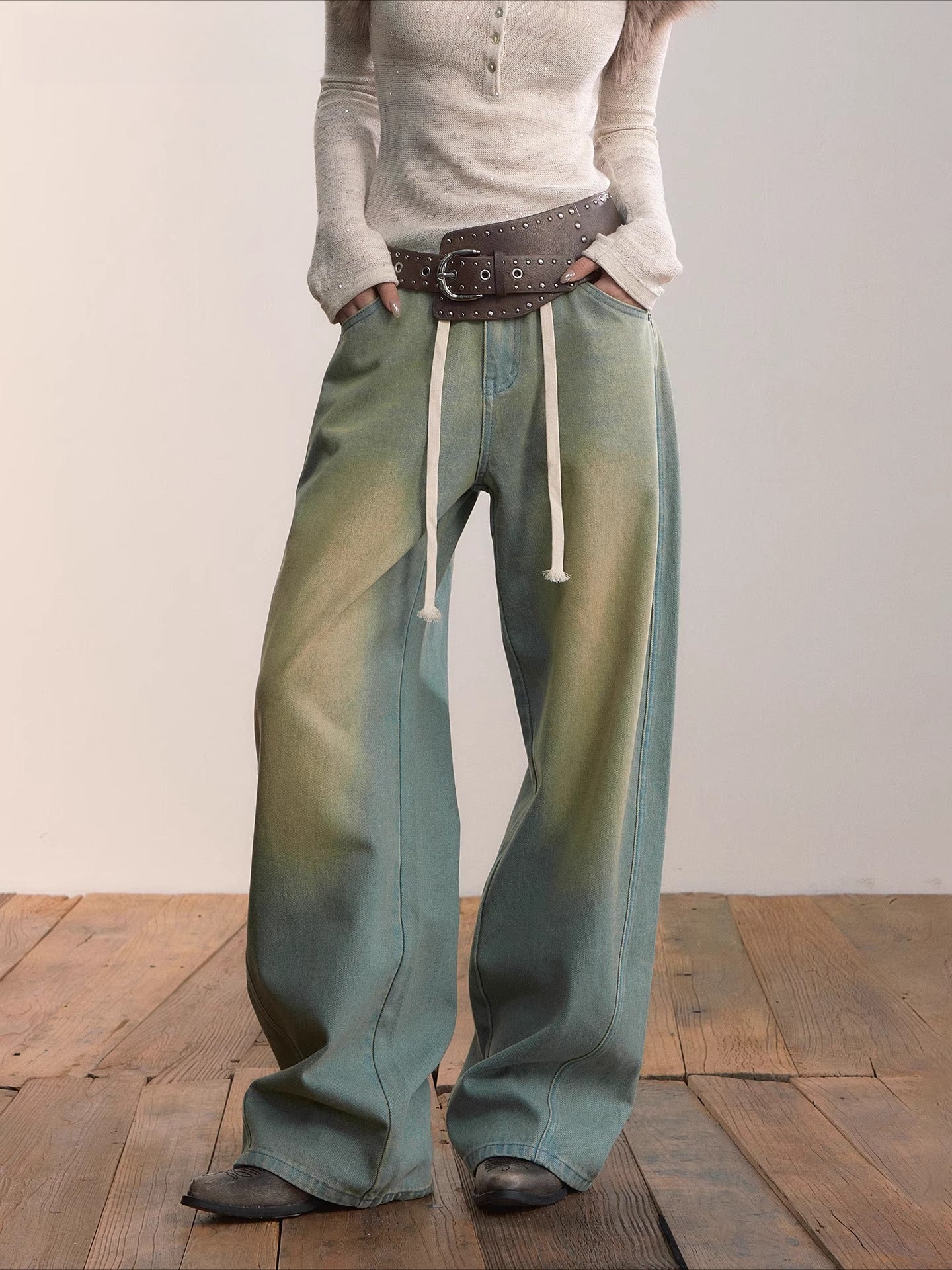 Original Wash Casual Wide-Leg Jeans