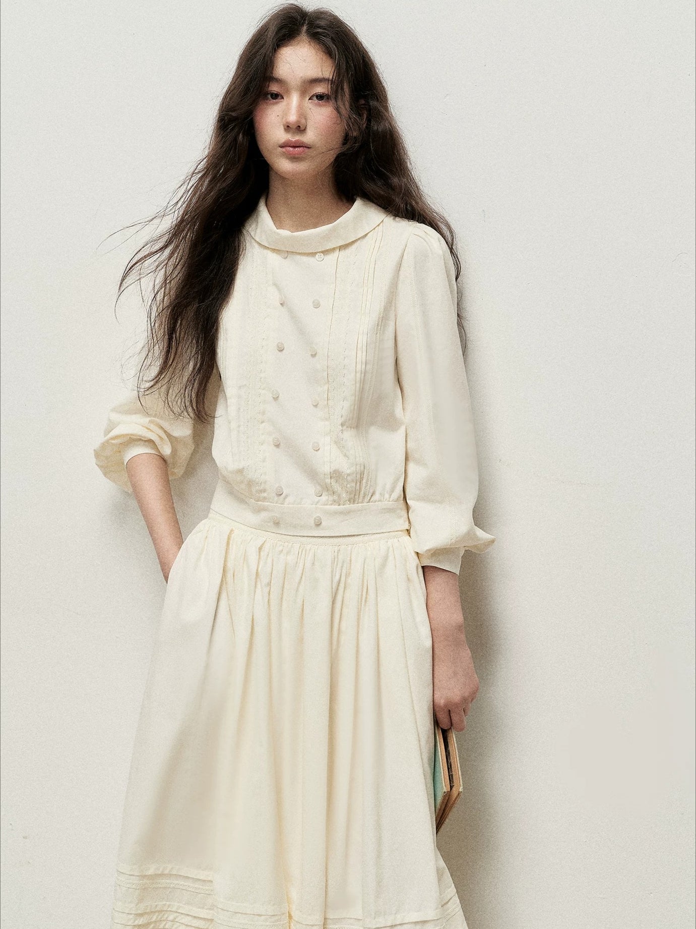 Lace Mock Neck Skirt Set