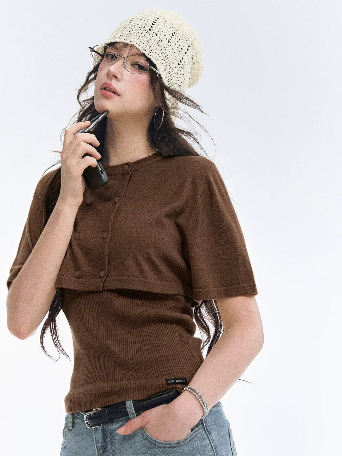 Vintage Double-Breasted Cape Sweater