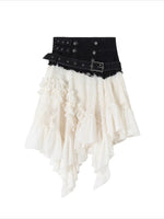 Lace Denim Skirt
