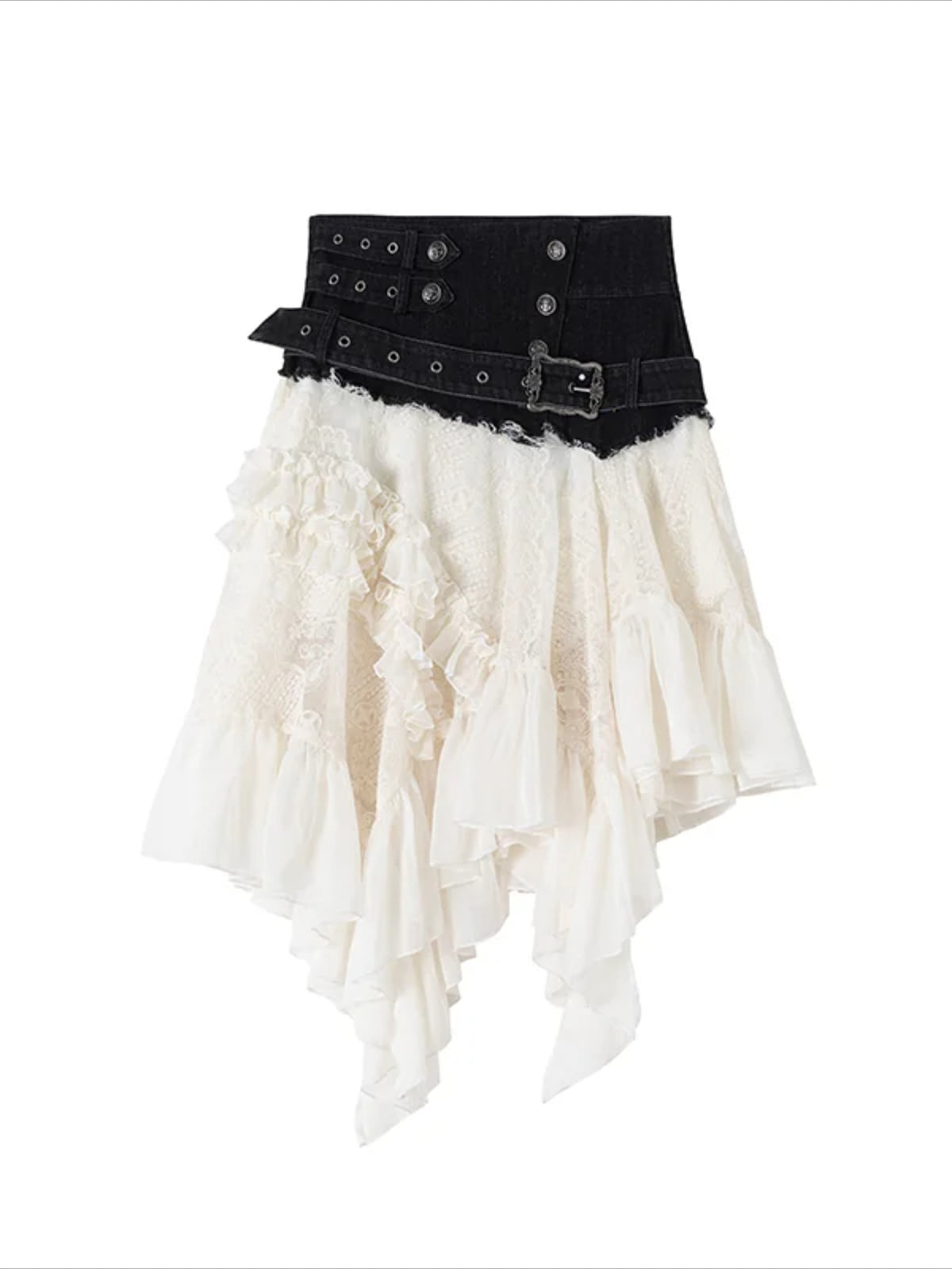 Lace Denim Skirt