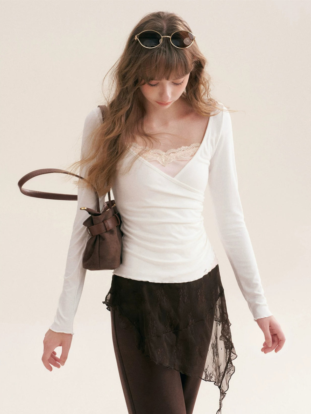 Lace Layered V Neck Top