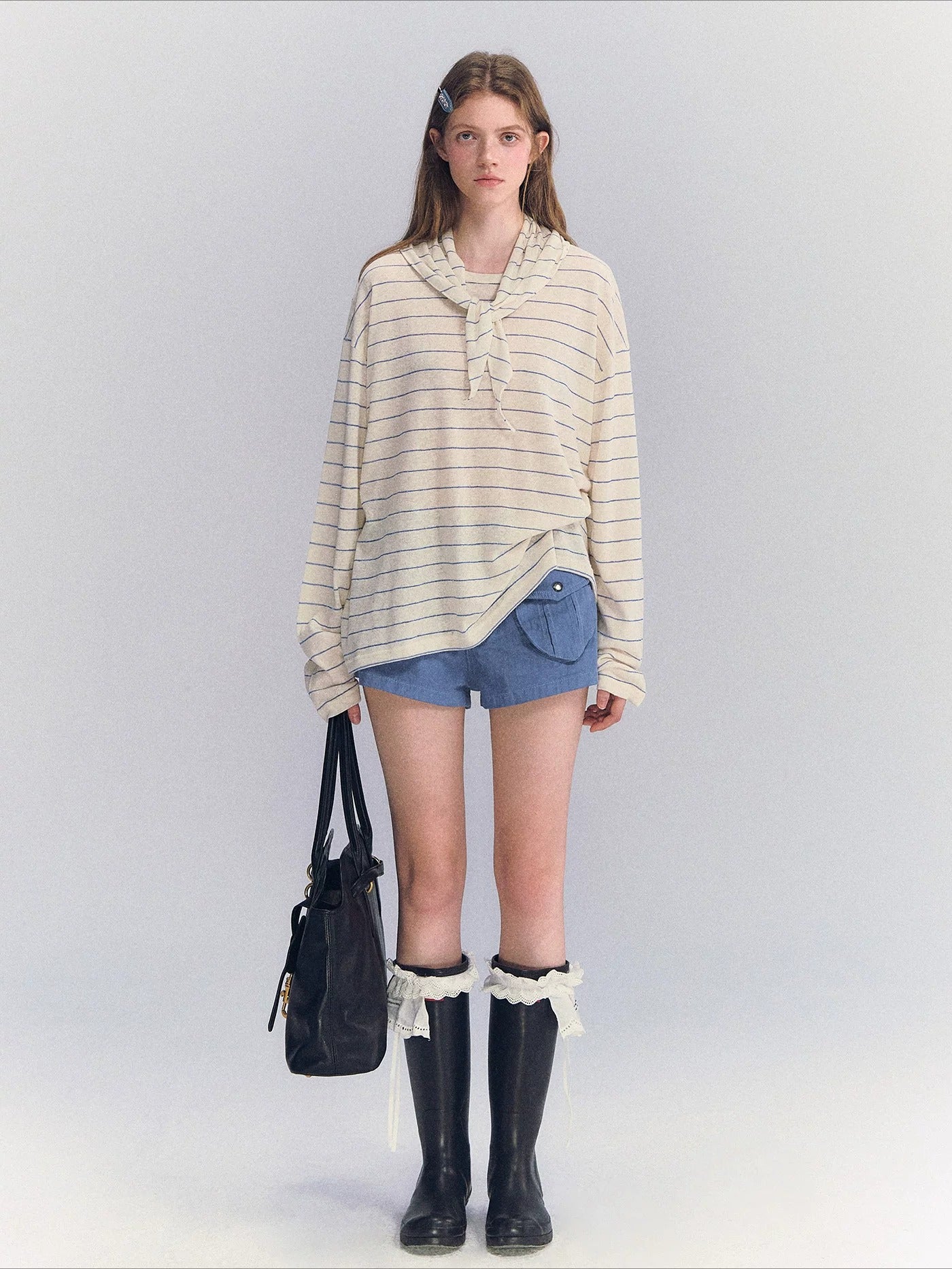 Rhinestone Stripe Long Sleeve Top