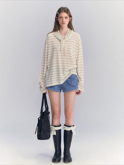 Rhinestone Stripe Long Sleeve Top