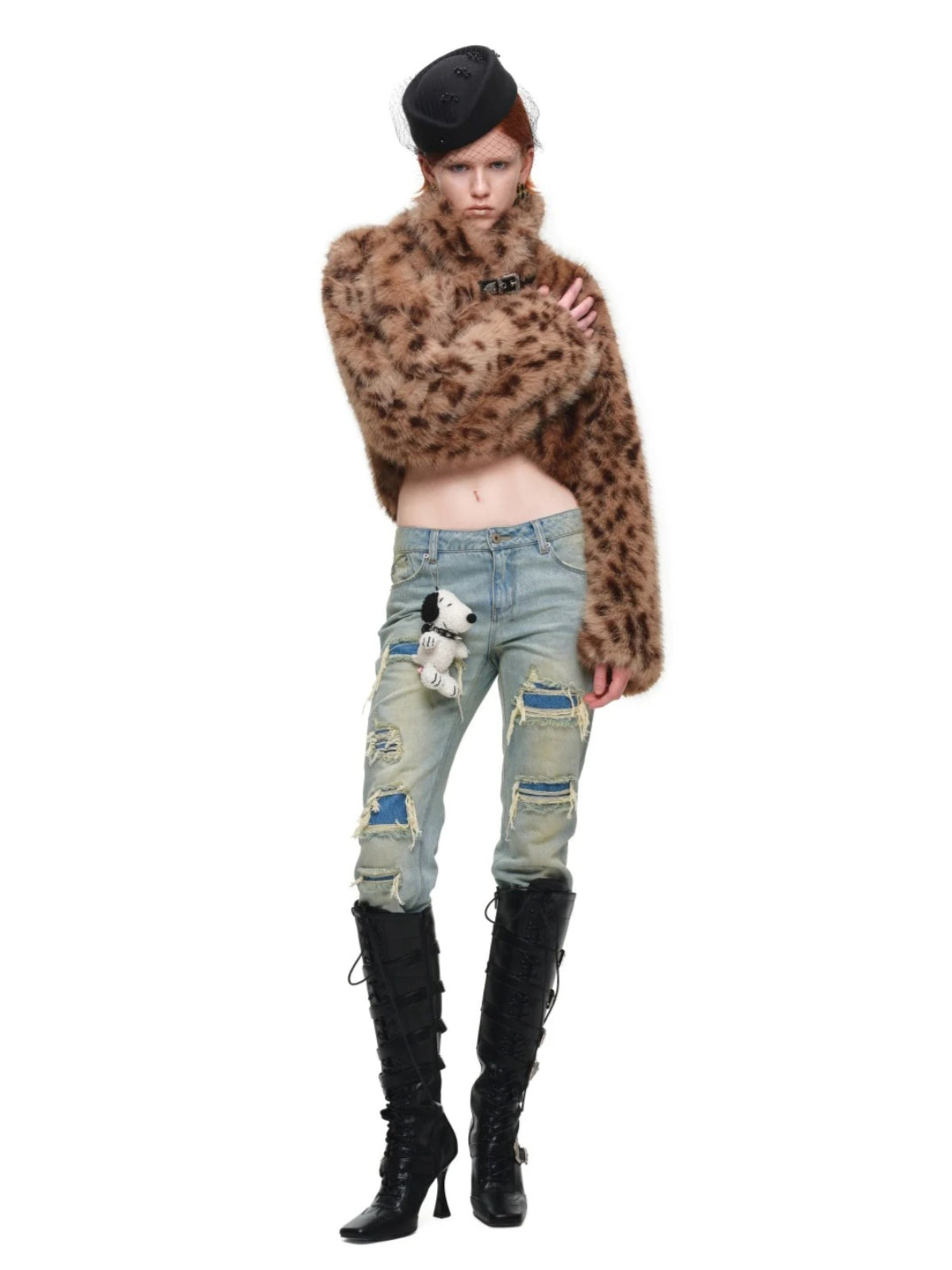 Leopard Faux Fur Crop Coat