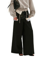 Structured Leather Waist Wide Leg Trousers