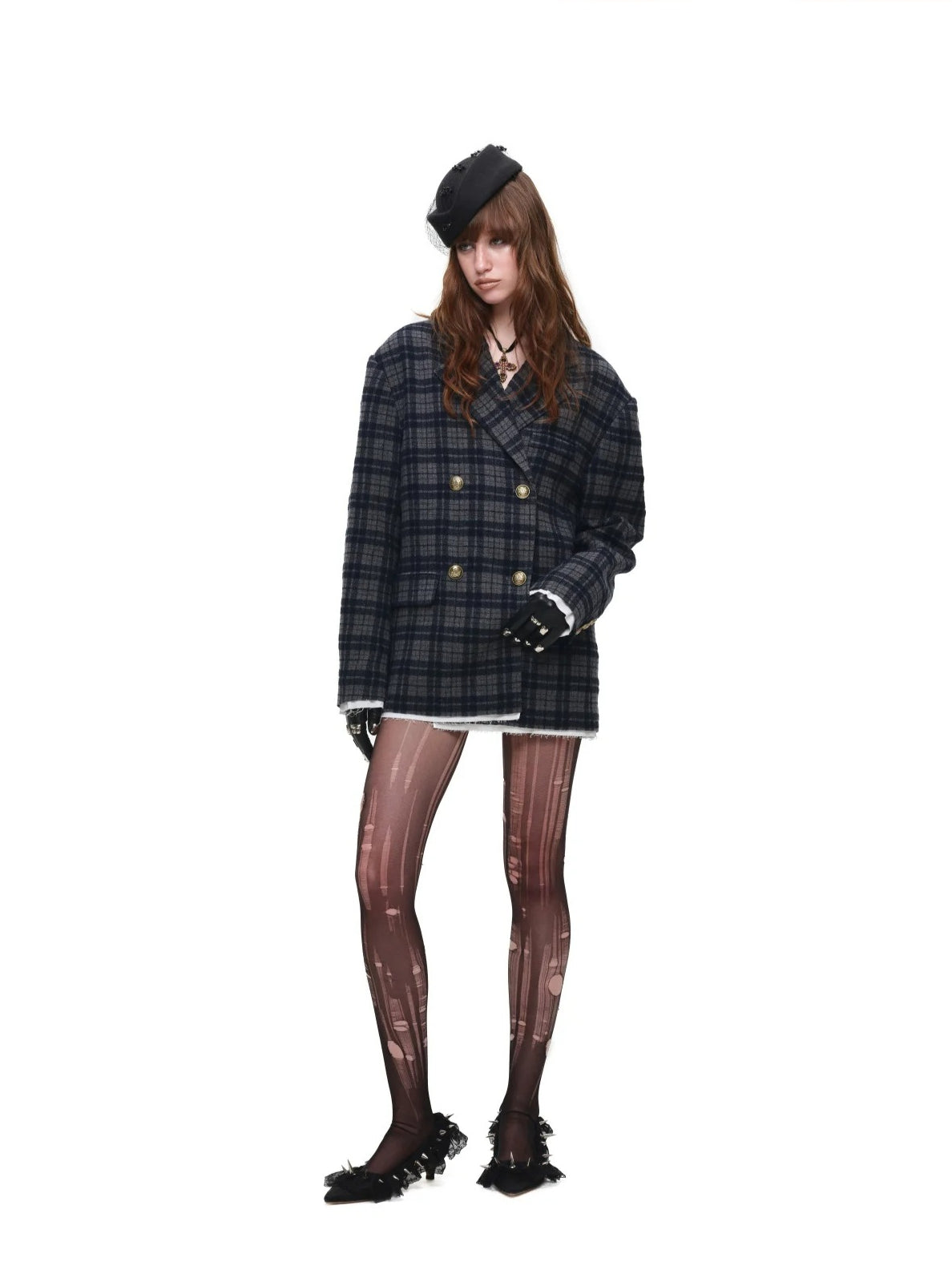 Vintage Plaid Oversized Wool Blazer